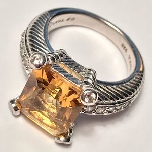 JUDITH RIPKA EMERALD CUT CITRINE RING